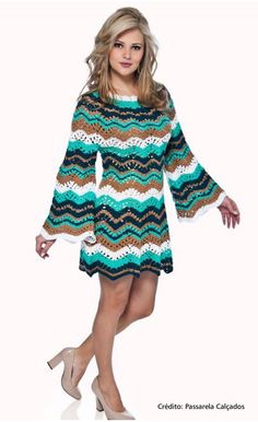 Crochet Tunic Dress, Zig Zag Crochet, Crochet Dress Pattern Free, Stil Boho, Crochet Tunic, Crochet Dress Pattern, Crochet Woman, Zig Zag Pattern, Crochet Fashion