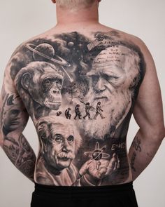 the back of a man with tattoos on his body