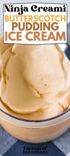 a bowl filled with ice cream sitting on top of a checkered table cloth