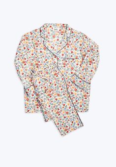 SLEEPY JONES | Marina Pajama Set in Liberty Edenham Floral White - Women's Pajama Sets Pajamas Outfit, Sleepy Jones, Pajama Outfit, Cute Pjs, Navy Gingham, Women's Pajamas, Lawn Fabric, Floral White, Liberty Of London