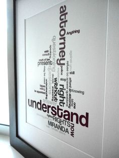 there is a framed word cloud with the words understand and understand in red on it