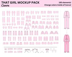 the girl mock up pack includes clothes, pants and jackets for girls to wear in pink