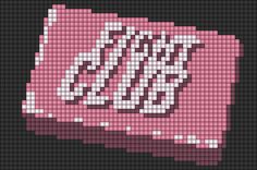 a cross stitch pattern with the word love spelled in white letters on pink and black background