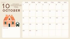 a calendar with an image of a house in the middle and a car parked outside