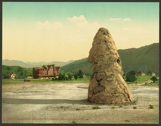 A picture of Liberty Cap, Mammoth Hot Springs, Yellowstone Park Mammoth Hot Springs, Yellowstone Park, Postcard Collection, Buy Wall Art, Second Story, Rock Formations, Yellowstone National, Yellowstone National Park, Photo Mugs