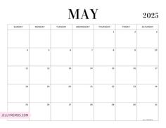 a calendar with the word may in black and white, on top of a pink background