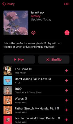 an iphone screen showing the music player's playlist