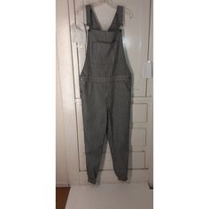 Standard Issue Nyc Black White Stripes Overalls Jumpsuit Women's Size Small. The Adjustable Overall Straps And Square Neck Design With The Side Button Closure And Tapered Leg Style Gives A Classic Fit That Is Both Comfortable And Stylish. The Spandex And Cotton Material With Denim Fabric Make A Durable And Breathable Overall That Is Perfect For Summer And Fall Occasions. The Black And White Striped Pattern And Button Accents Add A Touch Of Detail. The Jumpsuit Comes With Front And Side Pockets. Overall Straps, Square Neck Design, Overalls Jumpsuit, White Overalls, Overalls Women, Denim Overalls, Rompers Women, Denim Fabric, Neck Designs