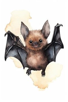 Baby-fledermaus-aquarell-cliparts niedlich isoliert auf wei?em hi...