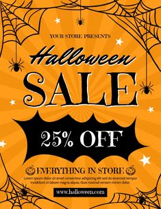 halloween sale flyer with spider web