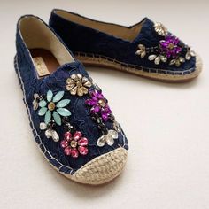 Brand Affiliate, Espadrilles Women, Flower Shoes, Boho Diy, Shoe Lace, Crystal Flower, Women's Flats, Lace Embroidery