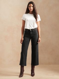 High-Rise Slim Wide-Leg Cropped Jean | Banana Republic