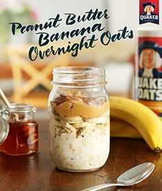 peanut butter banana overnight oats in a jar