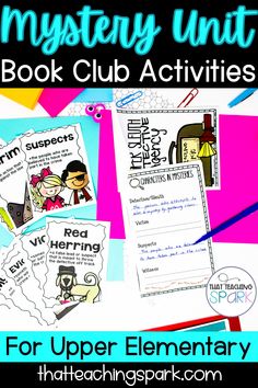 the mystery unit book club activities for 3rd and 4th grade