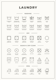 laundry symbols are shown in black and white, with the words laundry written below them