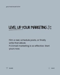 an advertisement for the book level up your marketing, which is written in black and white