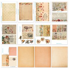 many different papers with flowers on them and some other things in the same place to be displayed