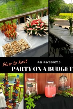 an outdoor party on a budget with lots of food