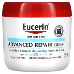 Eucerin, Advanced Repair Cream, Fragrance Free, 16 oz (454 g) Eucerin Advanced Repair Cream, Best Body Moisturizer, Fragrance Free Moisturizer, Skin Science, Cream For Dry Skin, Repair Cream, Dermatologist Recommended, Moisturizer For Dry Skin, Skin Care Moisturizer