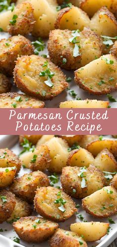 potatoes with parmesan crusts and herbs on top