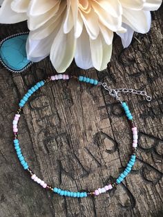 Western Choker Necklace, Western Fashion Jewelry, Stone Bead Necklace, Prairie Rose, Chain Making, Rodeo Cowboy, Boho Choker, Stone Beaded Necklace, Rose Necklace