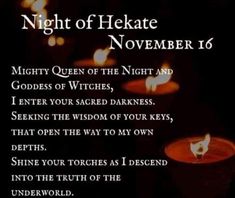 candles with the words night of hekate november 16