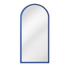 a blue arched mirror on a white background