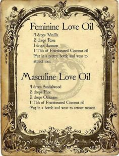 Attraction Perfume Spell, Feminine Love Oil, Lilith Essential Oils, Herbal Potions Recipes, Love Perfume Witchcraft, Witch Perfume Recipes, Attraction Oil Recipe Witchcraft, Beauty Potions Witchcraft, Come To Me Oil Recipe Hoodoo