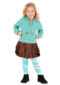 PRICES MAY VARY. Size: 2T 100% polyester sweatshirt fleece and satin skirt; 95% polyester, 5% spandex stretch knit Pullover hooded sweatshirt has brushed fleece inner surface, smooth outer surface Rib knit sleeve cuffs & hem band Cord drawstring in front edge of hood Kids can have a lot in common with characters from our favorite movies. That's especially true for lovably quirky characters with a lot of energy! If your own kiddo is a perfect balance of sweet, sassy, and Sugar Rush energy, our li Wreck It Ralph Costume, Elastic Waistband Leggings, Pretend Play Costumes, Costume Disney, Vanellope Von Schweetz, Wreck It Ralph, Toddler Costumes, Disney Costumes, Game Dresses