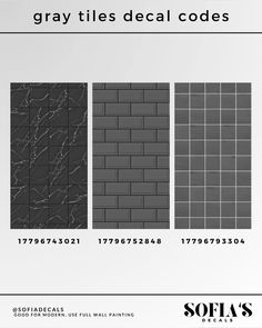 the gray tile is shown in three different colors and sizes, including one for each floor