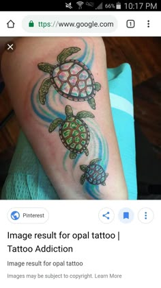 a tattoo with two turtles on it