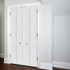 Three Panel Wood Bifold Barn Door Shaker Closet Doors, 3 Panel Interior Doors, Paneling Makeover, White Barn Door, Bifold Door, Bifold Barn Doors, Custom Barn Doors