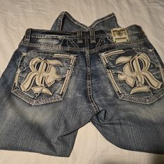 Great Condition Jeans, Hardly Used, Selling As Is. Rock Revival Jeans, Jeans Rock, Rock Revival, Jeans Color, Fancy Dresses, Colored Jeans, Mens Jeans, Embellishments, Color Blue