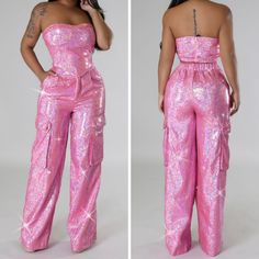 Brand New With Tags We Offer Afterpay And Better Prices On Our Website Www.Madisonavefashions.Com Pink Party Pants With Pockets, Pink Party, Pink Sequin, Cargo Pant, Pant Set, Pants Set, Pant Jumpsuit, Pink Ladies, Sequin