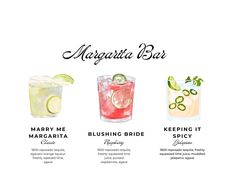 three different types of margaritas are shown in this graphic style, with the names and description