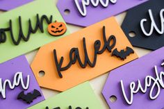 halloween tags with the word happy written on them