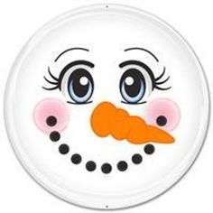 a white plate with a snowman face painted on it