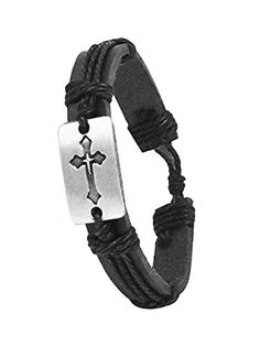 Are you looking for religious jewelry for a communion gift for boys? This Christian boys bracelet is the answer. Made from pu leather and alloy metal, this well-constructed bracelet with cross for men with a simple design and secure closure is truly one-of-a-kind. With a unique slip-knot closure, this leather bracelet for men with cross is super easy to put on and will not easily slip or fall off. The rustic leather gives this cross bracelet for girls and boys a timeless look and is built to las Cross Bracelet For Men, Gifts For Teenage Boys, Boys Bracelet, Confirmation Gifts For Boys, Bracelet With Cross, Boys Bracelets, Leather Bracelet For Men, Faith Bracelet, Christian Bracelets