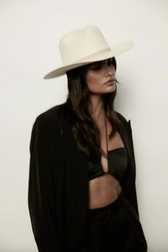 Janessa Leone Hat, Black Stitch, Chestnut Leather, Janessa Leone, Weaving Process, Working Woman, Leather Band, Straw Hat