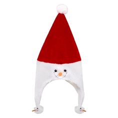 Our adorable and festive Snowman Santa Hat is super cute! Get cozy this Christmas with friends and family and wear this silly hat! Our Snowman Santa Hat is perfect for building snowmen outside in the snow and winter wonderland events, too! One size fits most. Mix and match with all of our Santa Hats. Playful Winter Bonnet Cap, Playful White Beanie For Winter, Novelty Red Winter Hat, Red Novelty Winter Hats, Playful White Winter Bonnet, Playful White Bonnet For Winter, Fun Winter Bonnet, Winter Novelty Adjustable Costume Hats, Fun Warm Winter Hat