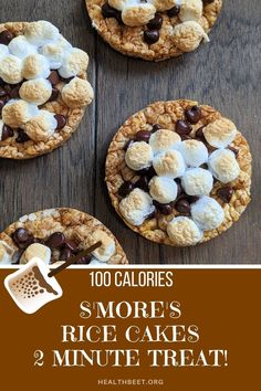 four cookies with marshmallows and chocolate chips on top are shown in this recipe