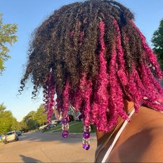 Pink Dyed Locs, Loc Hair Dye Ideas, Purple And Blonde Locs, Pastel Locs, Dyed Locs Dark Skin, Peek A Boo Locs, Dreadlocks Dyed, Lavender Locs, Half Dyed Locs