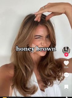 THE BEST FALL HAIR COLORS TO TRY NOW - julsweek Carmel Balayage With Layers, Sunny Brown Hair, Honey Brown Hair Wavy, Honey Almond Hair Color, Caramel Honey Brunettes, Medium Honey Brown Hair, Honey Blonde Babylights On Brown Hair, Carmel Honey Hair, California Brown Hair