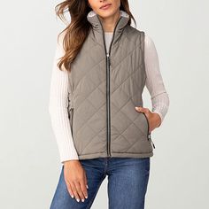 This Free Country women's reversible fleece vest is a cozy layering style for cold weather days. Made from a quilted blend that's water and wind-resistant, this sleeveless zip jacket also has a plush fleece side that can be worn as the outer as well. This lined midweight style comes complete with zip pockets - wear it over a fitted long-sleeve layer with jeans. Features: Reversible, Water Resistant, Wind ResistantClosure Type: ZipperPockets: 2 Front Zip PocketsWarmth Factor: MidweightApparel Len Layering Style, Long Sleeve Layer, Country Women, Reversible Vest, Layered Fashion, Under Dress, Sports Blazer, Fleece Vest, Plus Dresses