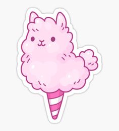 a pink sticker with an ice cream cone in the shape of a cat