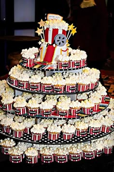 a cake made out of cupcakes and popcorn