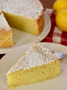 a slice of lemon cake on a plate