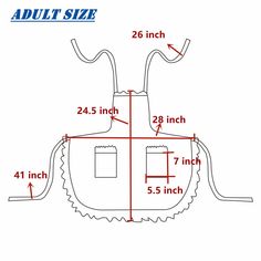 the diagram shows how to measure an adult size sewing machine with measurements for each piece