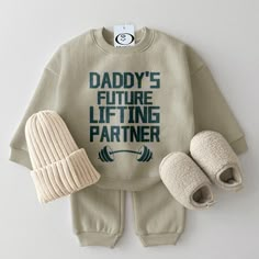 About This Item: Made to match, this set is complete with a slogan top and matching pants (beanie & slippers in image are not included). Product ID: BB46116  Material: 90% Cotton  Color: Grey Green, Blue, Beige      Size Chart        Size (Age)     Height (CM)     Chest (CM)     Waist (CM)        0-3M    52-59  54  36      3-6M    60-66  57  38      6-12M    67-75  60  40      12-18M    75-85  63  42     18-24M  85-95   66     44       2-3T  95-105   69     46        *Babies grow at their ow Cute Baby Things, Baby Boy Outfits Newborn, Baby Going Home Outfit, Trendy Baby Boy Clothes, Baby Announcement Photos, Baby L, Baby Boutique Clothing