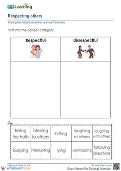 a worksheet for teaching children how to say respect and respect with pictures on it